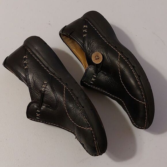 Clark's Unstructured Un.Loop Black Genuine Leather Slip On Shoes Women's Size 5 - Picture 4 of 12